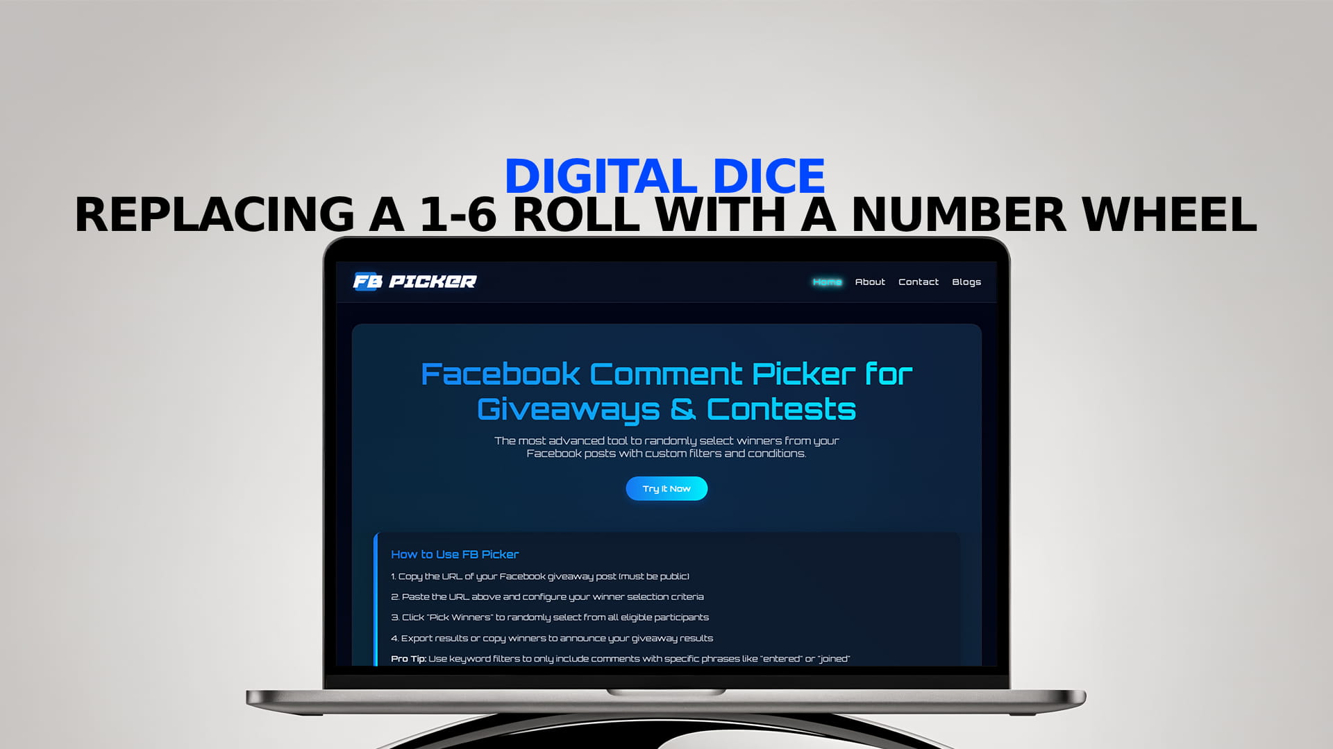 Digital dice: replacing a 1-6 roll with a number wheel