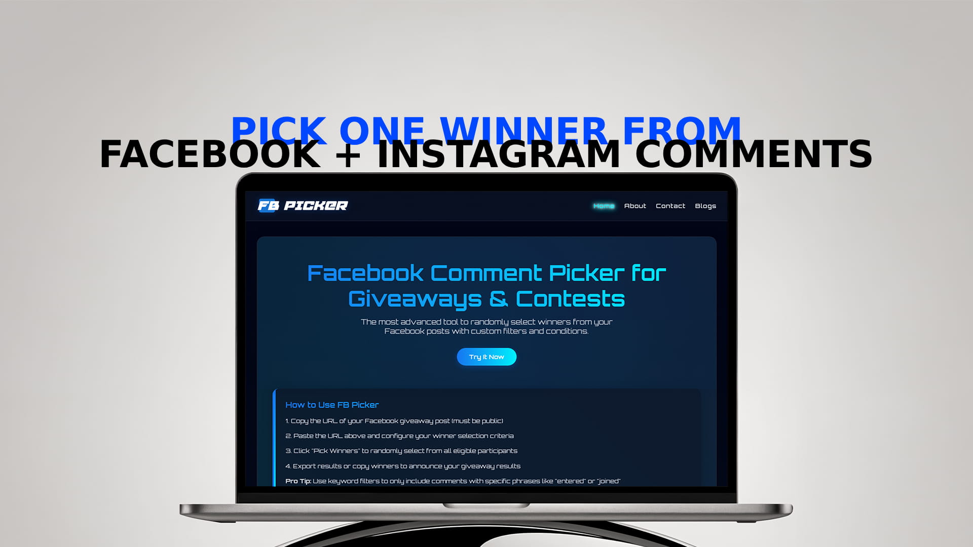 Pick One Winner from Facebook + Instagram Comments