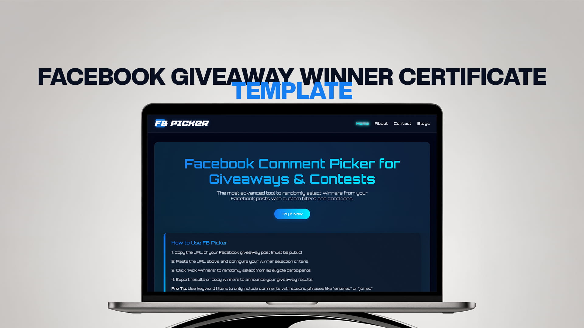 Facebook Giveaway Winner Certificate Template