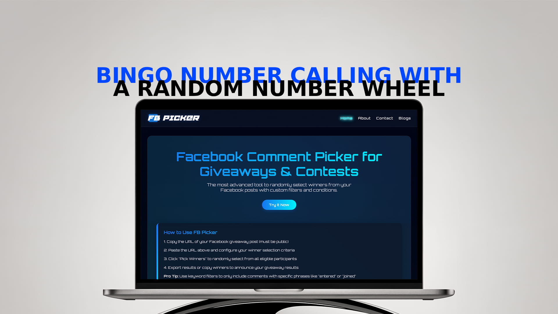Bingo number calling with a random number wheel